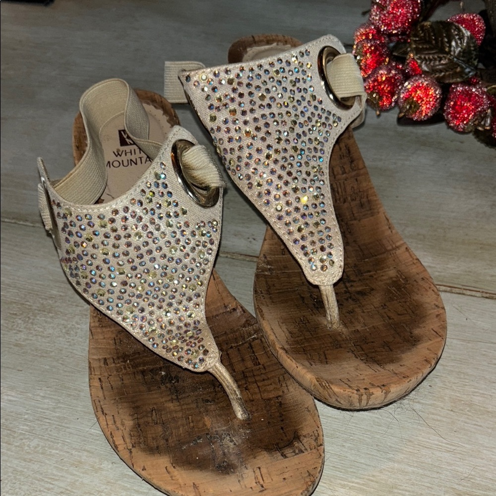 White Mountain Women's Rhinestone Sandals - Cream
